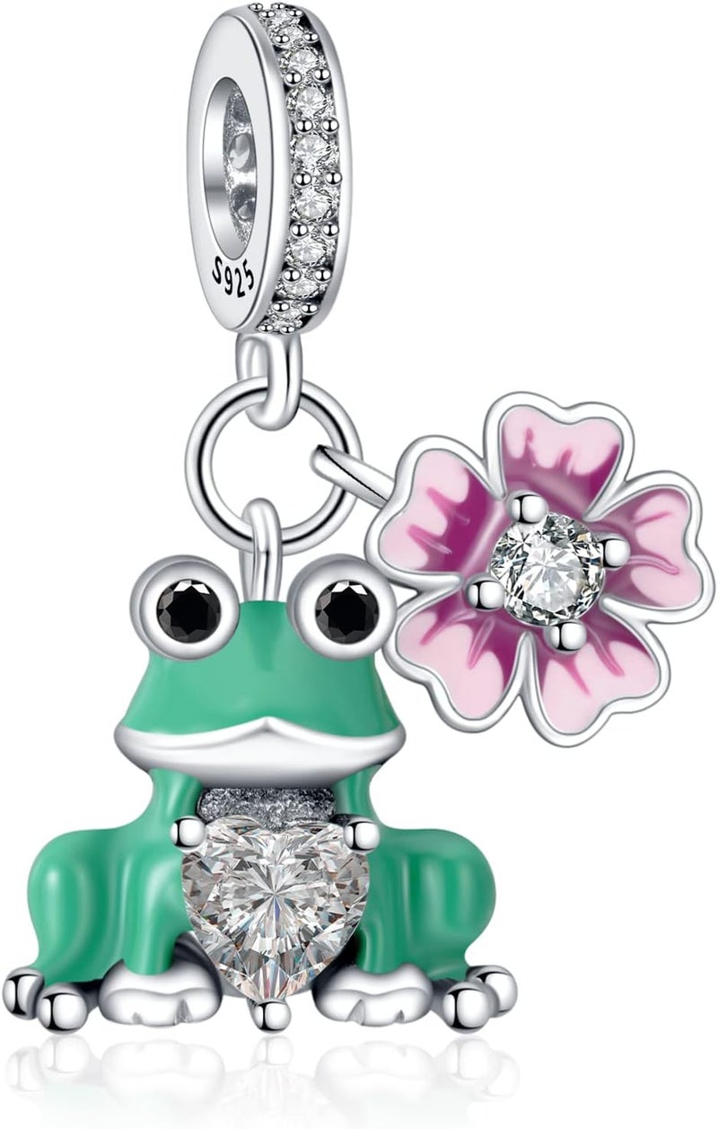 YUMINN 925 Sterling Silver Charms for Bracelets Gold Love and Heart Charms Cherry Blossom Dangle Beads Jewelry for Women - Image 1